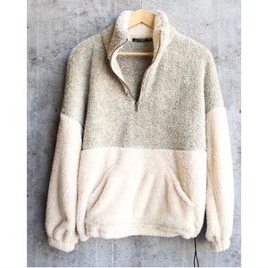 Faux fur Sherpa half zip